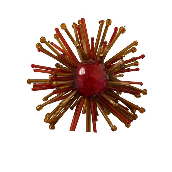 Vintage Atomic Starburst Napkin Rings Red And Gold Beaded Mid Century Modern - 8 - Picture 6 of 7